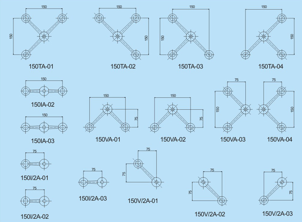 150系列驳接爪更多型号尺寸图