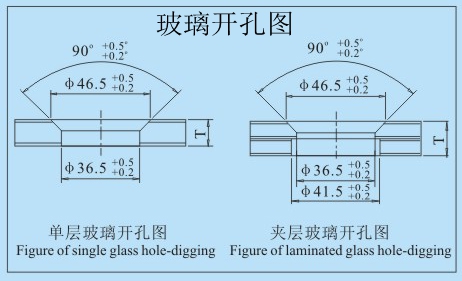 沉头式驳接头CT12玻璃开孔尺寸图